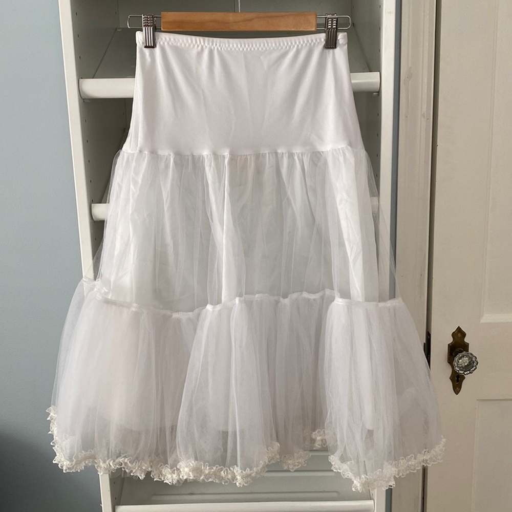 White Tulle Petticoat with Embellished Trim (size M)